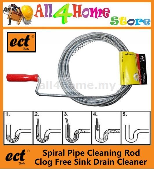 Spiral Pipe Cleaning Rod Clog Free Sink Drain Cleaner Tools 9mm Lazada