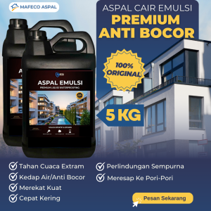 Aspal Cair Waterproof 5Kg – Pelapis Anti Bocor Premium - Aspal Emulsi Hitam – Solusi Anti Rembes