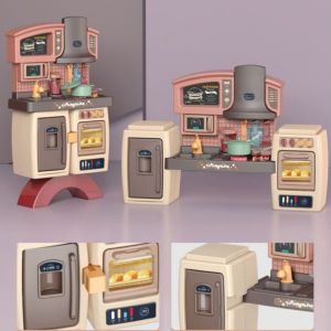 [semuajual] Mainan Kitchen Counter Suit Set / Mainan Simulasi Anak Pretend Play Alat Dapur Wastafel Kompor Mainan / Kulkas Oven Wardrobe 2 in 1