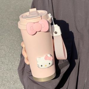 500ML HelloKitty Bow Thermos Bottle Stainless Steel Vacuum Flask Insulated Water Bottle Travel Cup for Children Coffee Mug