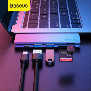 Bộ Chuyển Đổi Hub Baseus Màu Xám 5 Trong 1 Loại USB C Sang USB 3.0*2 / SD / TF Cho Macbook Pro Phụ Kiện Máy Tính Với Nguồn Điện PD Loại C