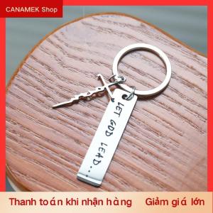 CS Để cho Thần dẫn · · · Đức tin qua thép không gỉ Keychain Tôn Giáo Móc Chìa Khóa Vòng Ví Túi ba lô quyến rũ Quà Tặng hàng ngày