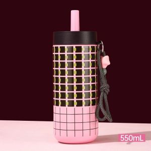 2026 New Arrival Stylish Straw Water Cup Thickened 316 Stainless Steel Insulated Tumbler with Lanyard Portable Car Coffee Mug with Straw