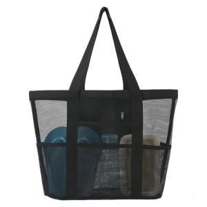 ตาข่ายกันน้ำใหญ่พิเศษกระเป๋าถือถุงช้อปปิ้งสำหรับทริปชายหาดของครอบครัวและใช้ในทุกวันพร้อมกระเป๋าหลายช่อง