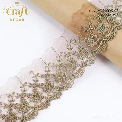The Craft Decor 7cm Width Border Nylon Lace Trim*Jual Meter | Lace Mewah | Border Lace Bunga Hiasan Baju Kurung | Renda Baju Pengantin