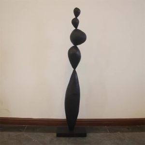 xpkQ Carbonized Wooden Ornaments Abstract Solid Wood Floor Decoration Figurine Vintage Home Decor Entrance Hall Art Sculptures B8T9H
