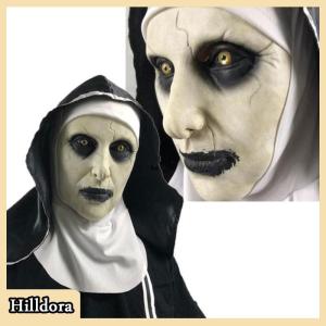 [Hilldora] สยองขวัญสยองขวัญ NUN Latex Mask W/headline valak คอสเพลย์สำหรับเครื่องแต่งกายฮาโลวีน
