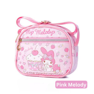 Kids Sanrio Cinnamoroll Melody Mini Crossbody Shoulder Bag Cartoon Leather Waterproof Kuromi Hello Kitty Storage Bag