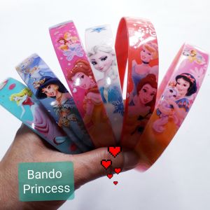 MEGASARI /COD/ BANDO PLASTK BANDO PRINCESS 6 pcs BANDO ANAK BAHAN PLASTIK GAMBAR KARTUN PRINCESS / BANDO ANAK KARAKTER /HIASAN RAMBUT ANAK BANDO PLASTIK