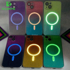 FLOVEME Luxury Gradient Color Luminous Phone Case For iPhone 14 13 12 11 Pro Max 14 Plus Wireless Charging Lens Protection PC+TPU Back Cover For iPhone 14 13 12 11