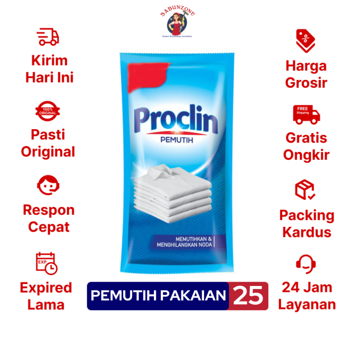 Pemutih dan Penghilang Noda Pakaian Proclin 25ml Biru Renceng