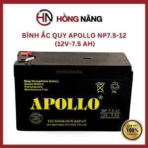 Bình Ắc quy APOLLO 12V7.5 AH - NP 7.5-12 chuyên dùng cho cửa cuốn thang máy quạt tích điện
