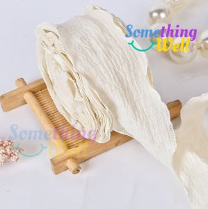 ริบบิ้นผ้าย่น ริบบิ้นผ้าลินิน หน้ากว้าง4 CM ยาว 10 หลา ริบบิ้นผูกช่อดอกไม้ ผูกเค้ก และของขวัญ