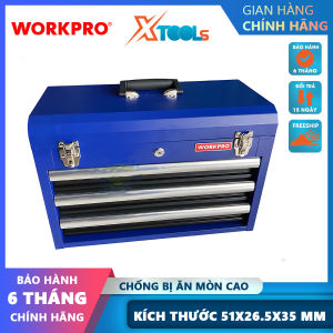 Hộp công cụ 3 ngăn bẳng sắt kích thước 51x26.5x35cm Workpro - WP282006