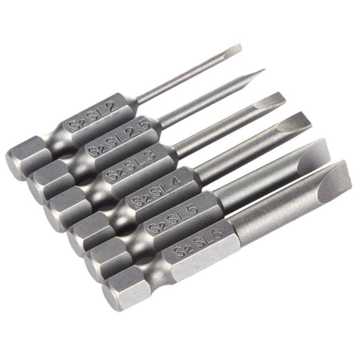 6pcs Slotted Tip Screwdriver Bit 50mm Flat Head Slotted Tip Magnetic ...