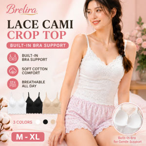【Brelira】Lace Padded Camisole French Style Breathable Tank Top Versatile Innerwear Or Outerwear Lace Bralette With Pads For Women