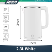 ICON Electric Kettle 2L/ 2.3L /2.5L Large Capacity Electric Glass Kettle electric kettle heavy duty No Noise No Odor Double Layer Anti Scalding electric heater