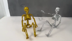 Shimmering Skeleton Hanging Ornament Halloween Skeleton Decorations With Adjustable Joints For Porch Door Window Display