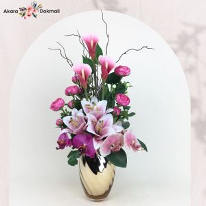 Akara Dokmaii แจกันดอกไม้ประดิษฐ์ ดอกไม้ปลอมพร้อมแจกัน ตกแต่งบ้าน