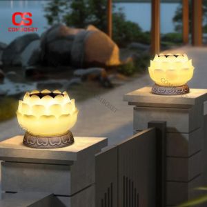 Đèn Trụ Cổng NLMT Hoa Sen Sang Trọng Chiếu Sáng Cổng Hàng Rào