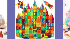 FNJO Magnetic Tiles 110PCS Magnet Building Set Magnetic Building BlocksConstruction STEM Learning and Playing Toys for Kids Montessori Toy for Preschool Boys Girls Toddlers Classroom Must-Haves