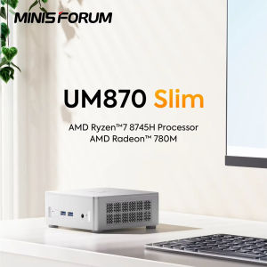 MINISFORUM Mini PC UM870 Slim AMD R7 8745H/R5 7640HS USB4.0 DDR5 2x PCIE4.0 SSD 2.5G LAN Windows 11 Triple Display WiFi6E Bluetooth 5.3 NUC Mini Computer