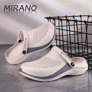 Mirano New Korean Mens Fashionable Rubber Sandals with Perforated Design and Brown Accents for Casual Wear