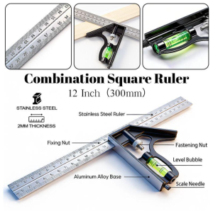 300mm Combination Square Angle Ruler Adjustable Steel Protractor Right Angle Ruler
