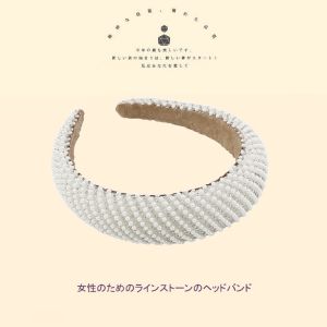 Bando Korea 3.5cm Impor dengan Aksen Kristal Permata Mutiara Bando Bridal Wedding Headband BBM002