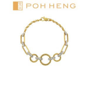 Poh Heng Jewellery 22K Circle of Glamour Bracelet in Yellow White Gold [Price By Weight]
