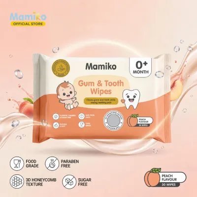 Mamiko Baby Gum & Tooth Wipes 30s - Tisu Basah Pembersih Gigi Lidah Gusi Bayi Newborn 0M+ Food Grade
