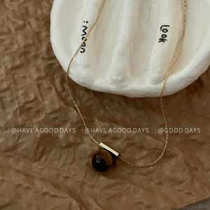 Milad Style Simple Tiger Eye Stone Geometric Necklace for Women Elegant Niche Design Fashion Clavicle Chain Choker Personality
