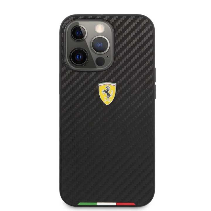FERRARI 13 PRO REAL CARBON FIBER CASE - BLACK