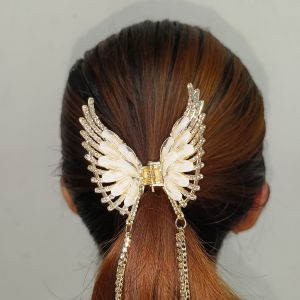 LIVING HOME Jepit Rambut Korea Sanggul Rumbai Kupu Kupu Elegant Butterfly Aesthetic Jedai Rambut Korea Kupu Kupu 7 cm Dengan Balutan Kristal Jedai Putih Hitam Pink Butterfly Wings