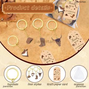 [COD] jiameitan ของขวัญปาร์ตี้คาวบอยตะวันตก12ชุดสำหรับแขกผู้เข้าพักหมวกคาวบอยบูตพวงกุญแจพร้อมถุงผ้าโปร่งสีขาวและแท็กขอบคุณ