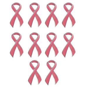 10 pcs Hồng Ribbon pins ngực nhận thức về ung thư Ribbon trâm cài cho nhóm hỗ trợ và nhận thức về ung thư hoạt động