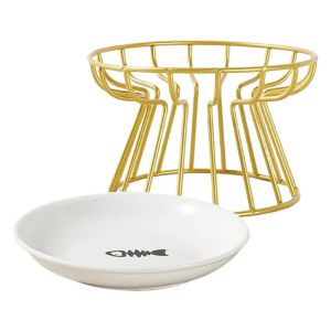 Elevated Cat Bowl Ceramic Pet Dish Feeding Station Metal Stand Removable Wide Mouth Matibay Sulit For Kittens Puppies
