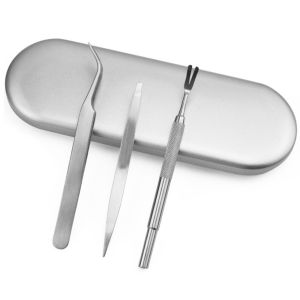 GURUNGMANI Stainless Steel Tick Removal Tweezers Scratching Hook Cleaning Flea Remover Tool  Reusable Tick Fork Tool Pet Grooming Supplies