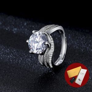 Diamcity (Free Gra Certificate) Penjualan Laris Moissanite 5 Karat Mewah Cincin Delapan Hati dan Delapan Panah untuk Wanita