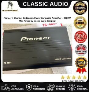 Pioneer 4 Channel Bridgeable Power Car Audio Amplifier – 3800W Max Power by classic audio (original)