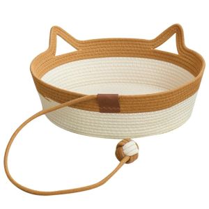 HEALMEYOU เชือกฝ้าย รังแมวทอ ความสะดวกสบาย ล้างทำความสะอาดได้ เตียงสุนัขสัตว์เลี้ยง น่ารักน่ารักๆ ทนทานต่อการใช้งาน เตียงแมวสากล อุปกรณ์สัตว์เลี้ยง