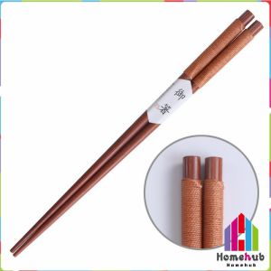 Homehub 1 pair Wooden Chopsticks Japanese Style Reusable Anti-falling Chopsticks for Cooking Eating