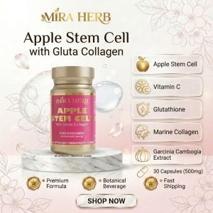 Apple Stem Cell 500mg with Gluta Collagen by Mira Herb - Immune Booster Detoxifier Whitening Anti-Aging Food Supplement