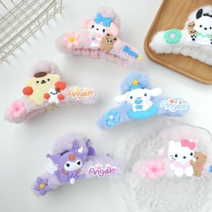 Sanrio Hello Kitty Plush Hairpins for Women Cute My Melody Hair Clips Cartoon Kawaii Hair Accessory Kuromi Hair Claws Girls Kids Gifts