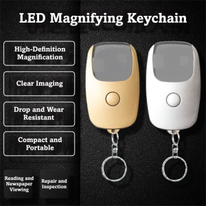 LUMINOU Có thể sạc lại qua cổng USB. Kính lúp cầm tay Độ phóng đại 5x Đèn LED Kính lúp móc khóa Di động Màu vàng/bạc Kính lúp mini Dành cho việc đọc sách.