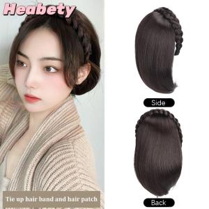 Heabety Wig For Woman Short Hair Headband With Hair Wig Fish Bone With Wig Integrated Hair Patch Hair Accessories