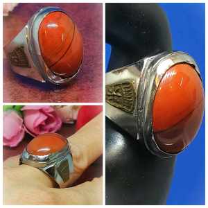 Jamin Ori.Stainless Steel Cinin ikat dgn Batu Akik Hidup Semulajadi Batu Berkhasiat Yaman yg ada Garisan Hitam(Batu Saiz Sederhana)-High Grade QualityJamin Ori dan Jamin Tak Karat