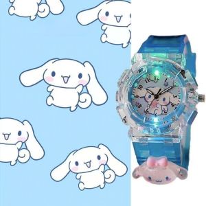 Kanak-kanak kartun Sanrio Kuromi bercahaya elektronik menonton pelajar digital penunjuk kuarza
