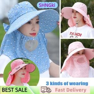 SHNGki Sun Hat Female Summer Hat Cover Face Breathable Sun Hat All-match Summer Hat with Big Rim Anti-ultraviolet Cycling Sunhat