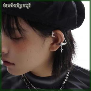 tuokaiguoji 1 cặp thời trang bạc màu sao Clip Ear Cuff Earrings đối với phụ nữ Zircon không hợp thời trang ear Clip Gothic không thường xuyên EARCUFF Bông tai đồ trang sức